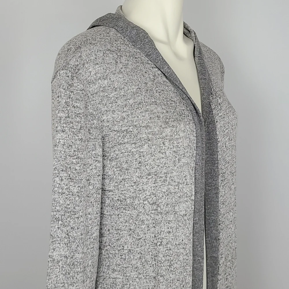 La Vie en Rose Open Front Hooded Cardigan Heathered Grey Pin Pockets Size XS / S - Picture 2 of 14
